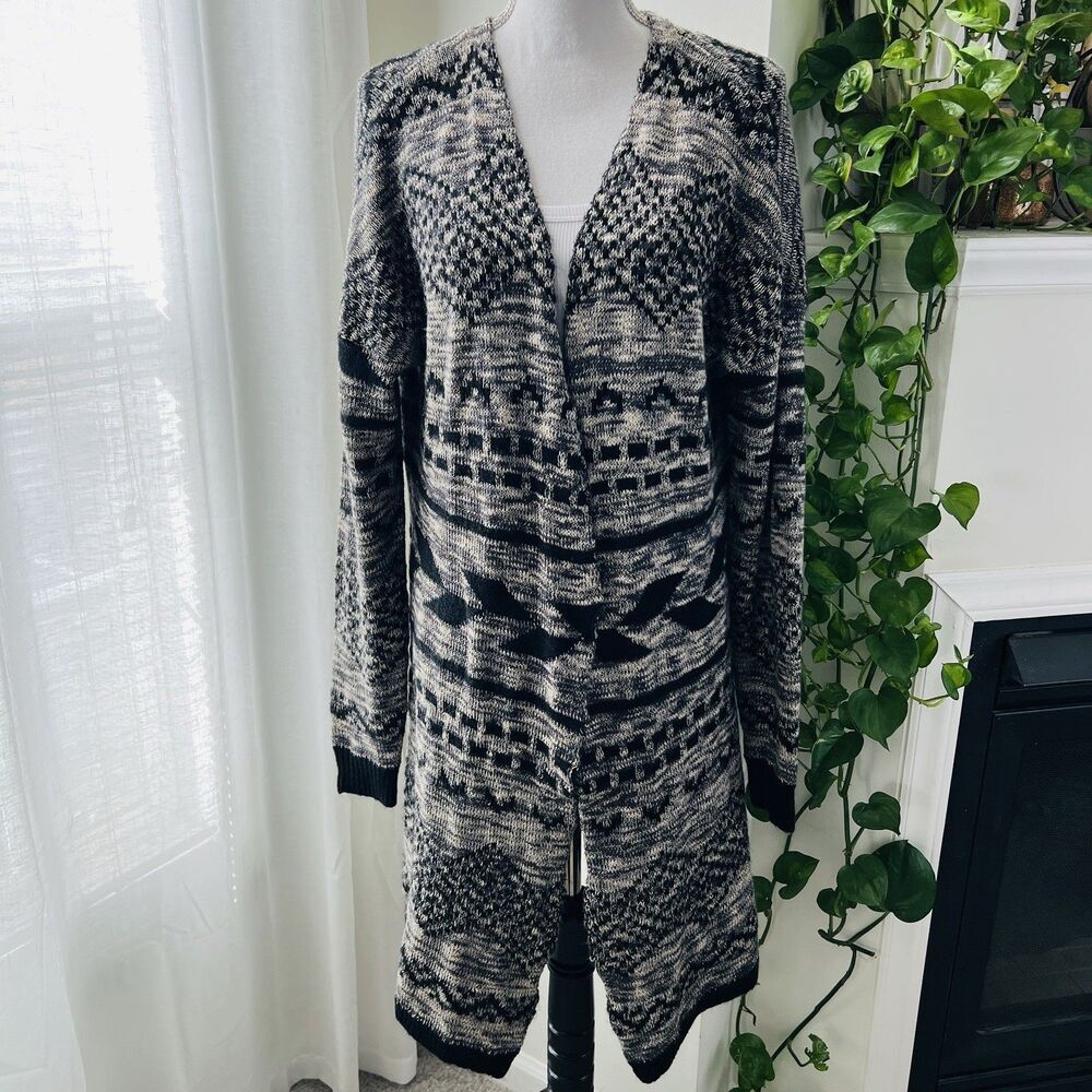 Maurices Black & Gray Soft Cozy Aztec Southwestern Long Cardigan Sweater - XXL - Picture 1 of 10
